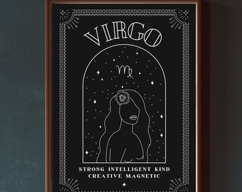 Virgo Astrology Zodiac Art Print, Virgo Digital Print, Virgo Gift, Virgo Printable Poster, Virgo Living Room Decor, Virgo Art Poster