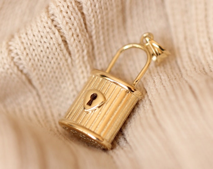 14K Gold Padlock Charms Solid Gold Lock Charms Padlock Etsy