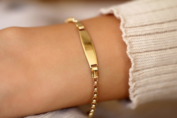 10, 14, 18 Karat Yellow Gold 2.3 mm Italian Baby Id Bracelet - Obsessions  Jewellery