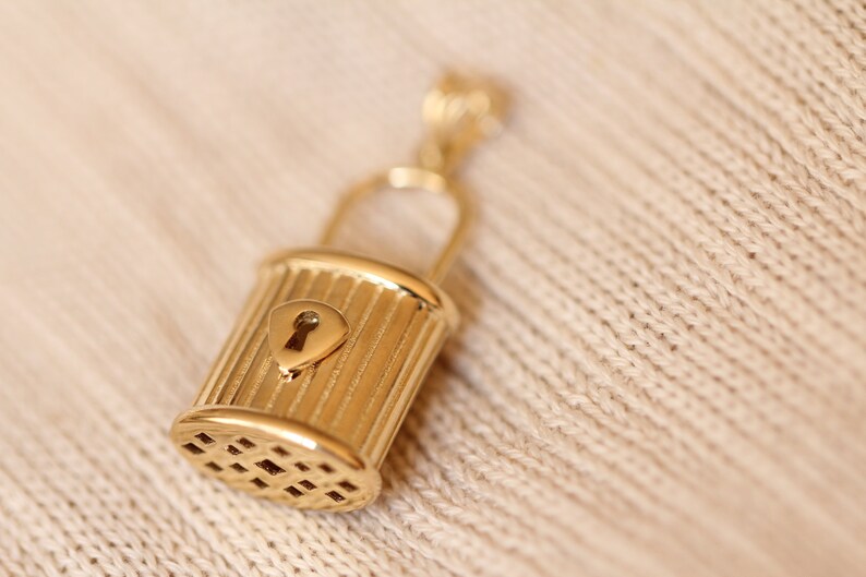 14K Gold Padlock Charms Solid Gold Lock Charms Padlock Etsy