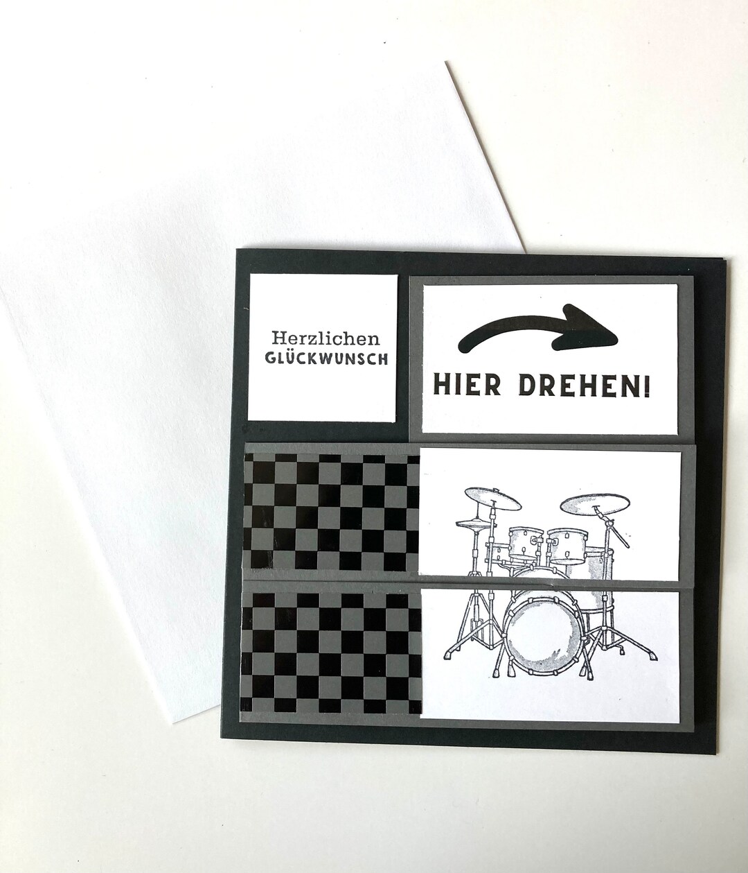 Saxophon Jazz Geburtstagskarte Mit Gold-Glitzer – Laserschnitt, 14x14 Cm, Hochwertiges 350g Papier Mit Umschlag