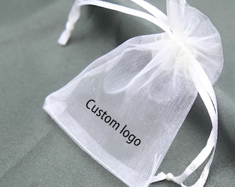 100 Stück Kundenspezifisches Logo-Organza-Bevorzugungsbeutel, Hochzeitsfest-Geschenkbeutel, Großverkauf