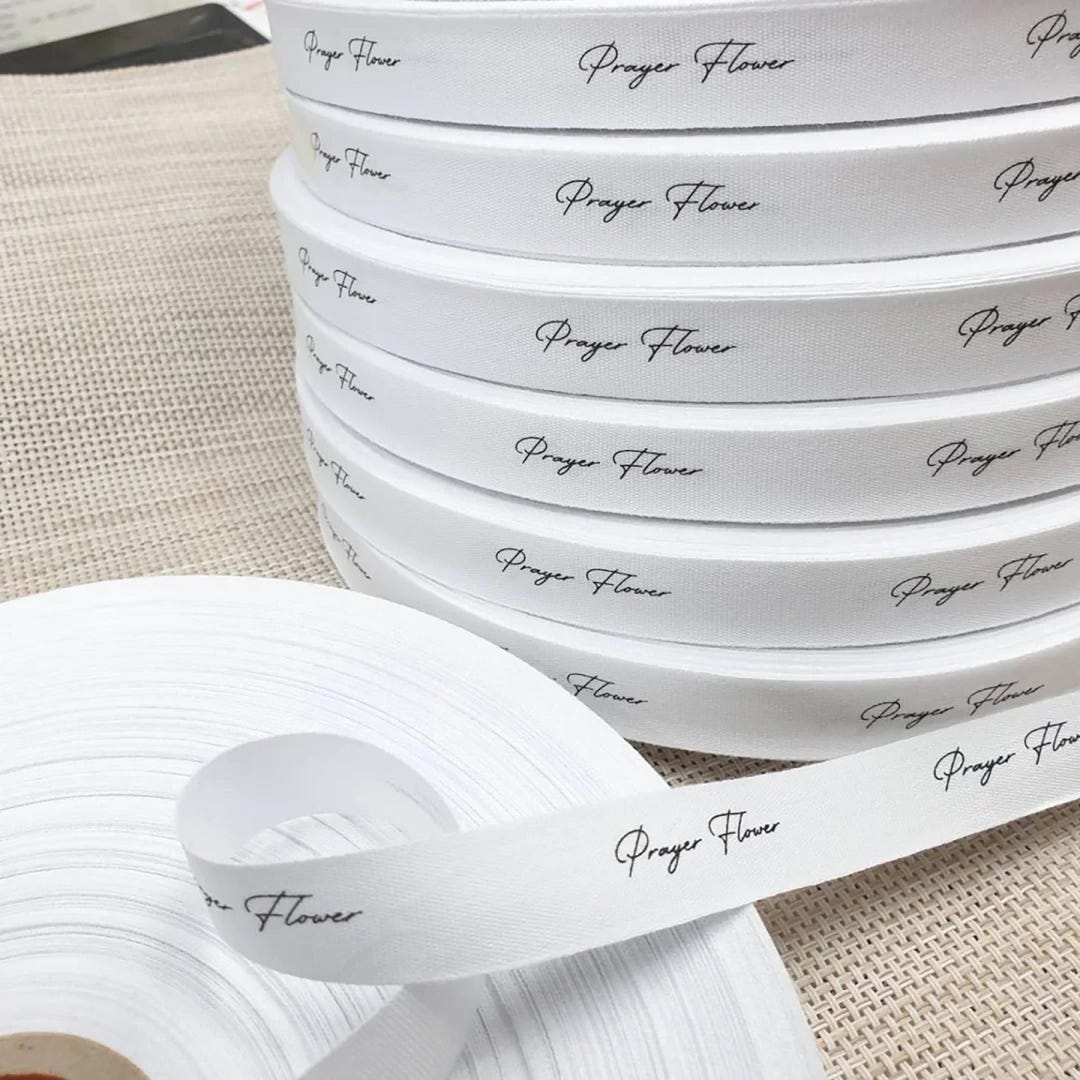 Swe Ribbon 100 Yards Personalized Pure White Cotton Ribbon With Your Logo for Gift ...