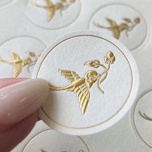 Aangepaste logostickers: gouden reliëf, ronde labels van 2''