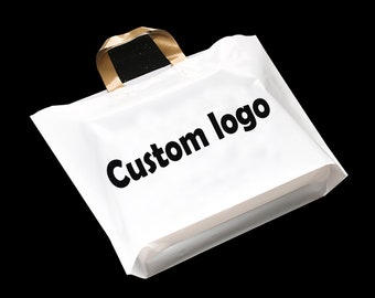 100pcs Custom Plastic Bag ,Printed Custom logo with one color ink printing, Wholesale Business Clothes Tote Bag,For Shopping Packaging