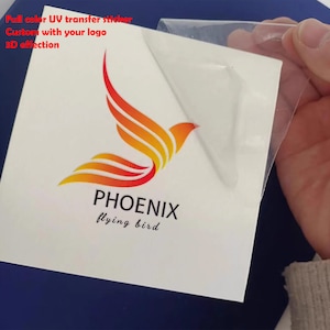 Adhesivo de transferencia UV con logotipo personalizado 3D, adhesivos permanentes, impermeables, a todo color, adhesivos elevados en cualquier superficie dura y uniforme