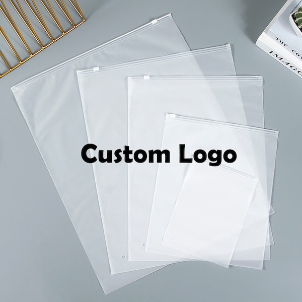 100 PC Custom zipper bag for clothing, custom logo frosted zipper bags, clothes plastic bag, custom zip lock bags