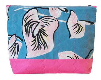 Retro Floral Zipper Pouch 004 - medium sized zipper pouch