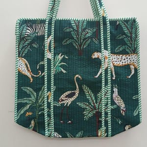 Hand Block Printed Cotton Quilted Tote Bag: Indian Shopping Bag