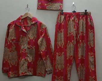Tiger Print Cotton Pajama Set: Summer Loungewear