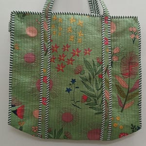 Hand Block Print Cotton Quilted Tote Bag - Indian Handmade