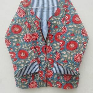 Handcrafted Cotton Quilted Patchwork Jacket: Boho Floral Kantha Kimono