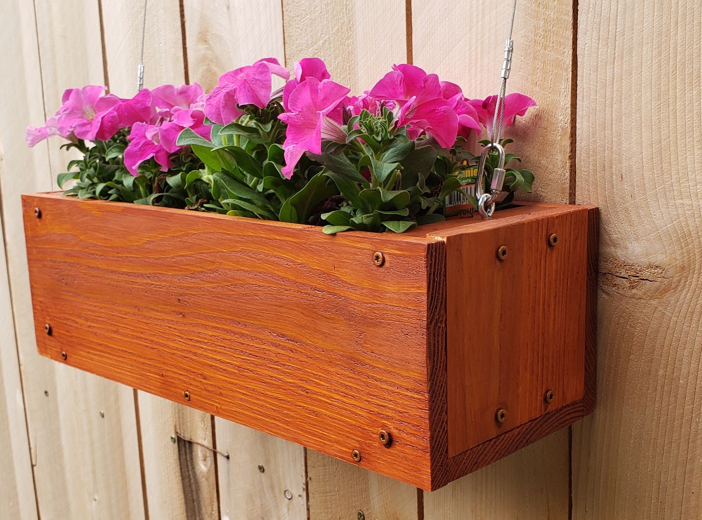 Rustic Hanging Planter Box Fence Planter Railing Planter Etsy
