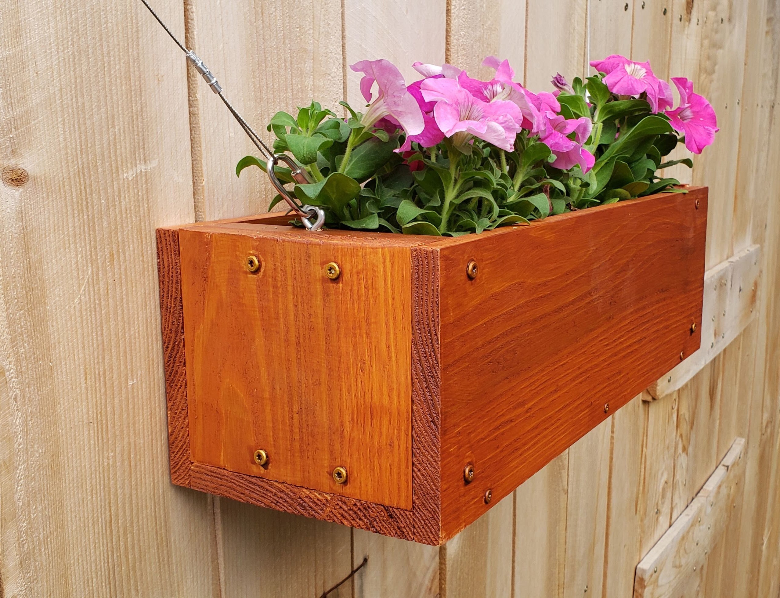 Rustic Hanging Planter Box Fence Planter Railing Planter Etsy