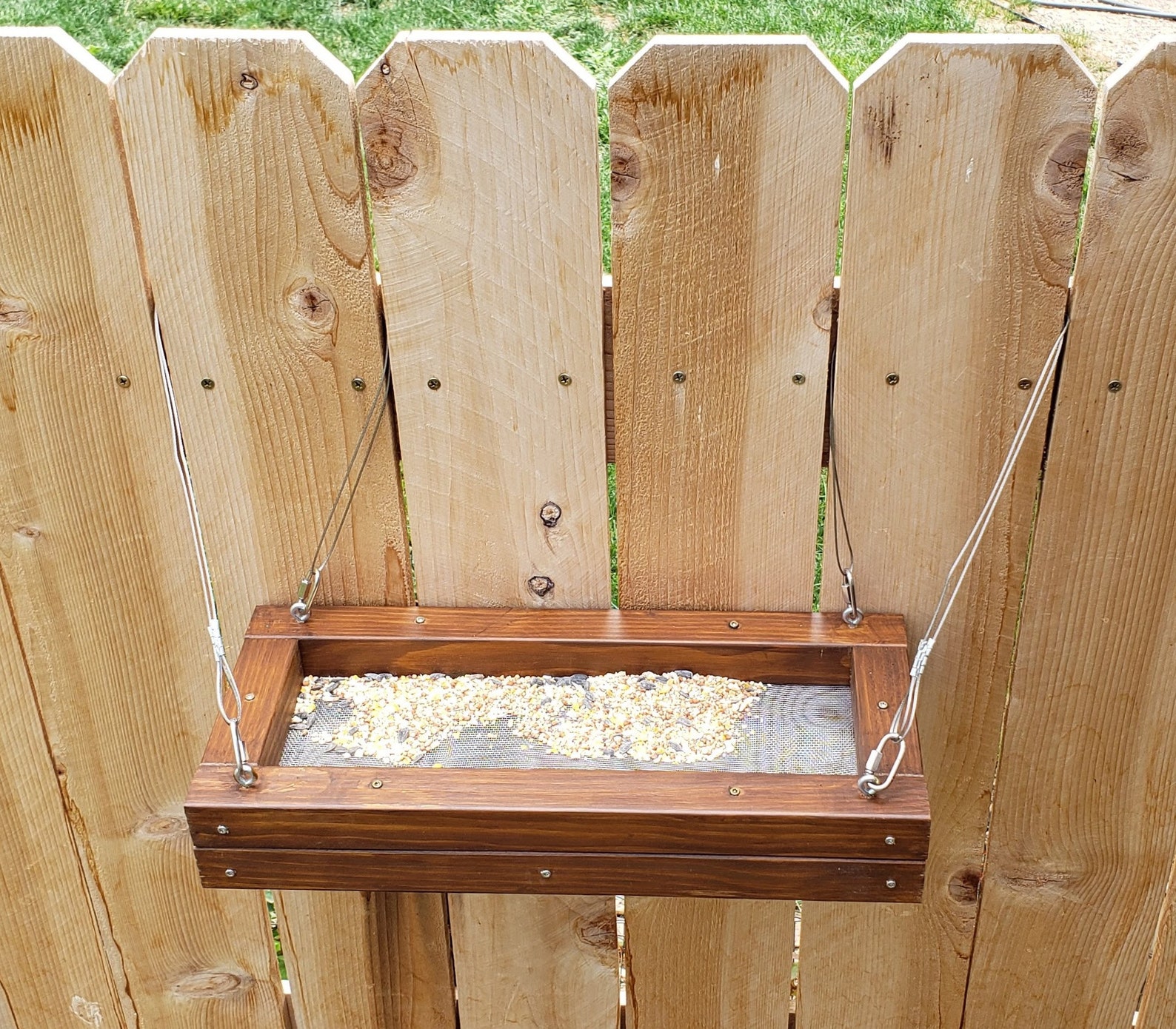 Fence Bird Feeder Rustic Hanging Bird Feeder Etsy