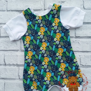 Safari baby shortie romper set, jungle clothes, unisex shortie romper, short legged romper, short dungarees, baby set, t-shirt and romper