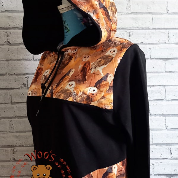 Owl hoodie, Adult owl hoodie, Owl Sweatshirt, Owl clothing, Adult Medium hoodie, adult sweatshirt, Owl accessories, Unisex owl tops, Birds