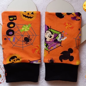 Guanti di Halloween, guanti senza dita, guanti French Terry, guanto senza dita, scaldapolsi, regalo per lei, guanti spaventosi, accessorio di Halloween