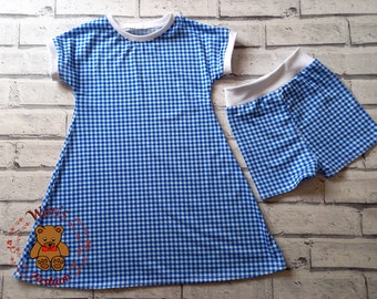 Girls Blue Gingham School Dress with Modesty Shorts