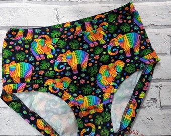 Rainbow Elephant Pants, Rainbow pants, ladies scrundies, elephant scrundies, Ladies wonder pants, ladies briefs, underwear, comfy pants