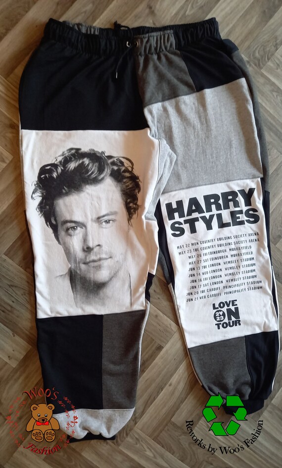 Harry Styles Reworked Sweatpants Upcycled Clothing Reworked Joggers Slow Fashion Patchwork Clothes Harry Sweatpants Patchwork Joggers Etsy