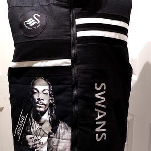 Custom Puffer Vest : Upcycled Denim sports jacket, Game day outerwear, Ready Made