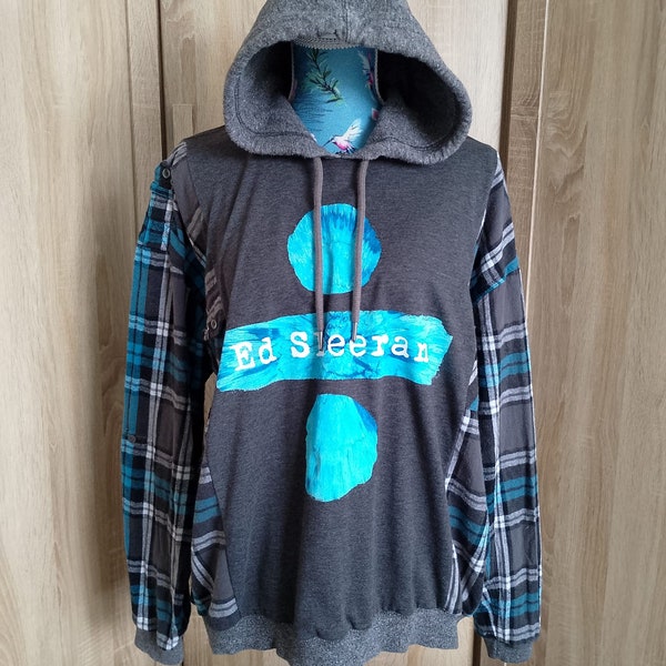Ed Sheeran reworked hoodie, Music lover hoodie, Gift for Ed Sheeran fans, upcycled fashion, sustainable fashion, upcycled t shirt and hoodie