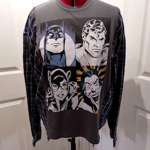 Upcycled Superhero Flannel Shirt: Reworked Checkered Top