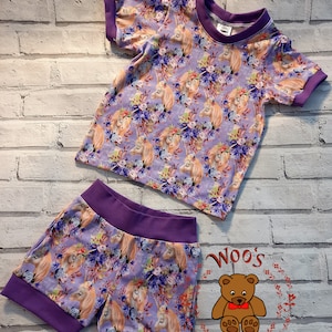 Unicorn t-shirt and shorts set, Age 2-3 shorts and t-shirt set, Girls unicorn clothing, Unicorn 2 piece summer set, t-shirt and shorts