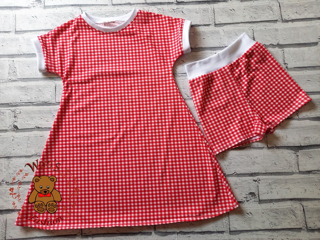Girls Gingham School Dress With Modesty Shorts, School Dress, Red