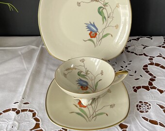 Vintage Mitterteich Bavaria Germany Porcelain Cup Set Trio - 1950s Production German Porcelain