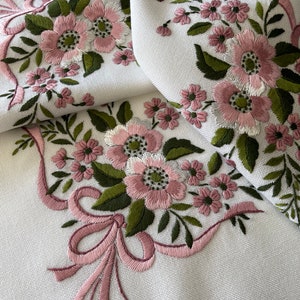 Handarbeit Vintage Antik Weiß Tischdecke Stickerei Cutwork Point de Venice Jugendstil 60er Jahre Tischdecke Blumen Motiv