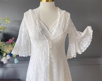 Vintage 1970s Nylon Nightgown and Robe Set – Romantic Sheer Lingerie, Retro Sleepwear, Small Size Vintage Nightdress