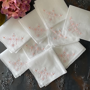 Handmade Handkerchief Napkin Vintage Gift Wedding 80’s Gift Flower Hanky Embroidered - Perfect for Weddings, Bride Showers