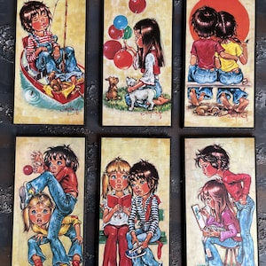 Vintage 1970s Jollyle Big Eyed Children Art Wall Decor