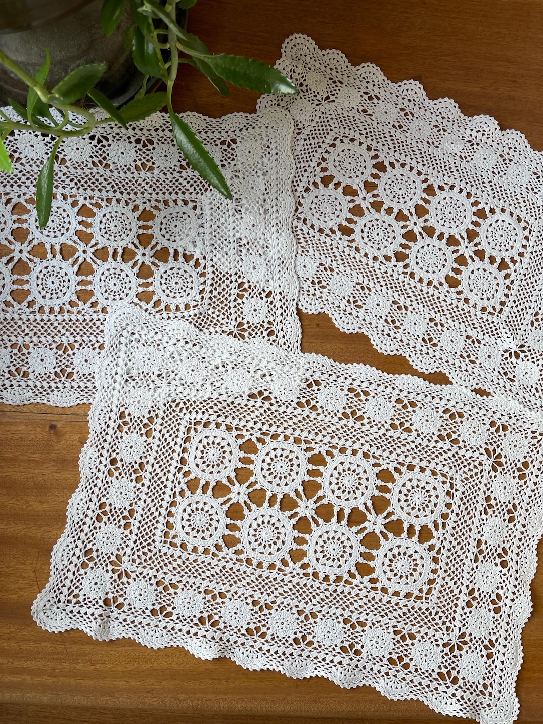 Lace Rectangular Doiley Vintage White Crochet Cotton Doily | Rectangular Lace Placemat - Etsy
