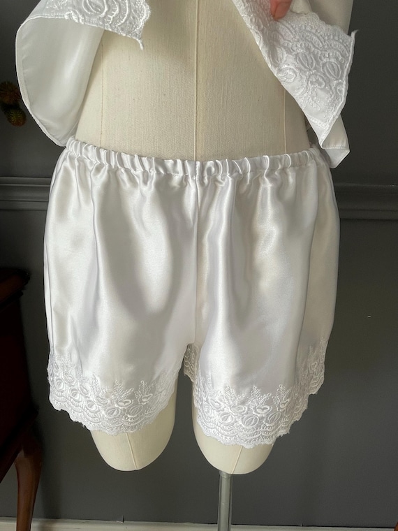 Vintage Satin Camisole & Shorts Set - Embroidered Bridal Lingerie
