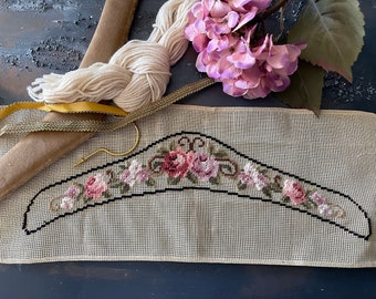 Vintage Needlepoint Kit with Complete Supplies - DIY Dress Hanger Included