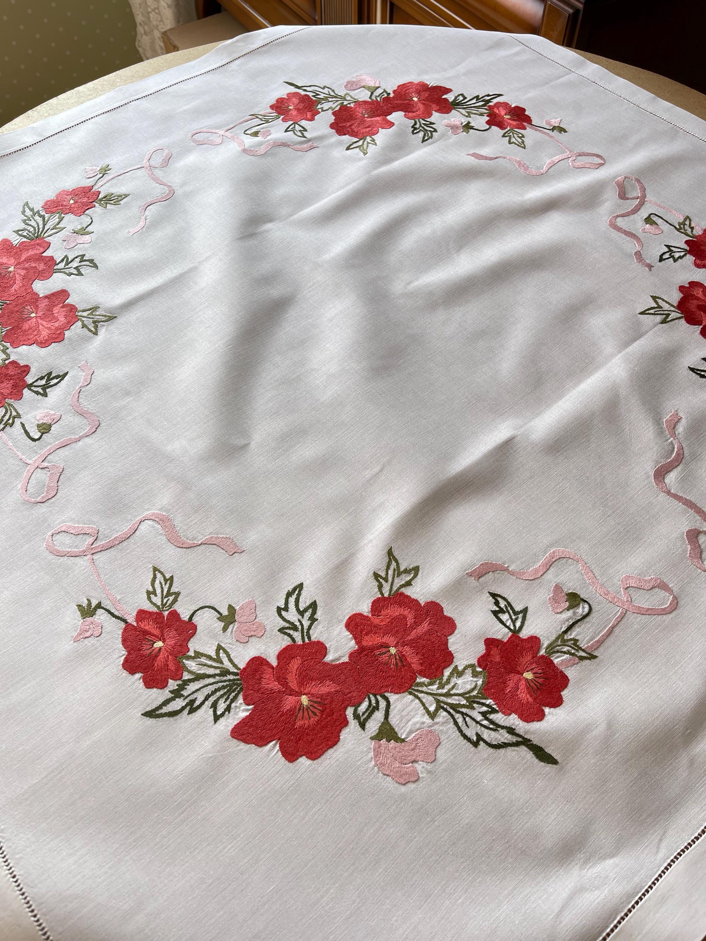 東欧 Vintage Red刺繍 リネンテーブルクロス 【公式通販】