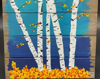 Hand painted Aspen trees 10x10 mini pallet