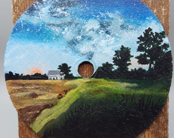 Farmhouse scene on sawblade