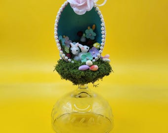Easter egg.  Hand made goose egg diorama Easter egg  ornament
