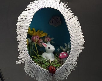 Easter egg.  Hand made goose egg diorama Easter egg  ornament