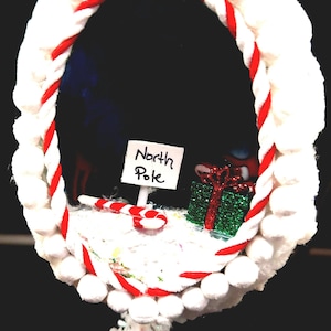 Hand crafted goose egg diorama Christmas ornament