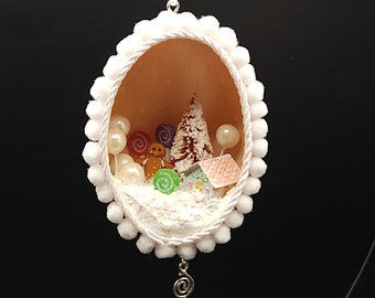 Hand made goose egg diorama Christmas ornament