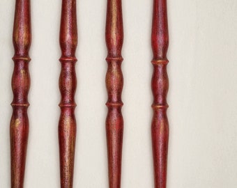Set of 4 wood spindle Christmas ornaments