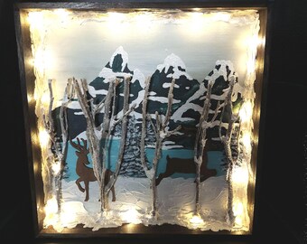 Hand crafted Winter shadow box