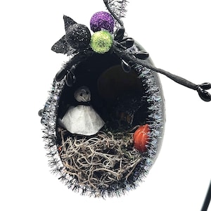 Hand made goose egg diorama Halloween ornament decoration