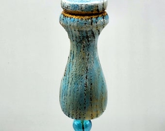 Blue and gold hand made spindle Christmas ornament