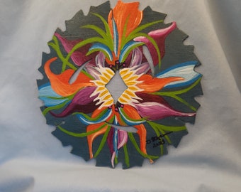 Hand painted 7 in. Saw blade flower